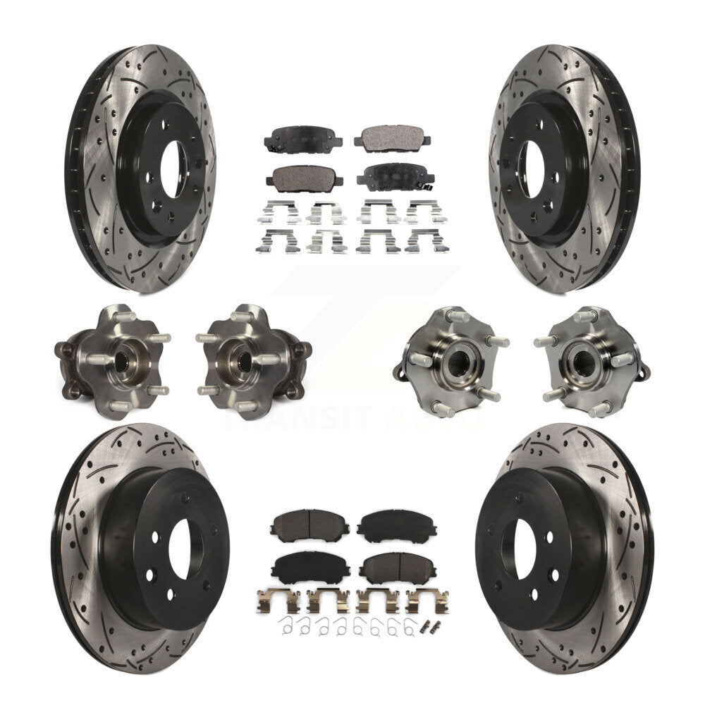 Kit de plaquettes de rotor de frein enduites de roulement de moyeu avant et arrière (10 pièces) pour Nissan Rogue Spor