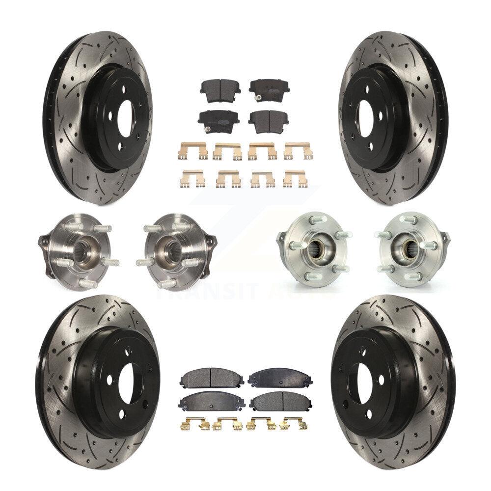 Kit de rotor et de plaquettes de frein revêtus de roulement de moyeu avant et arrière (10 pièces) pour Dodge Charger 30
