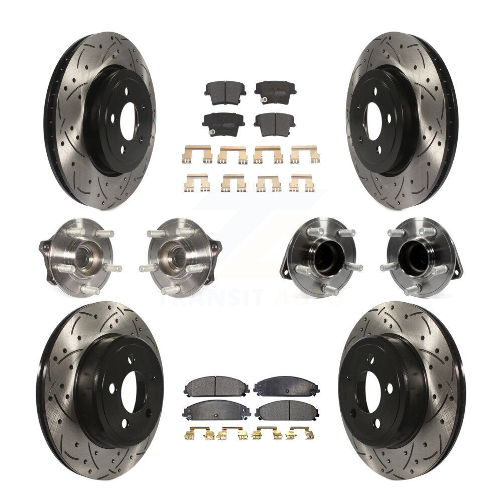 Kit de rotor et de plaquettes de frein revêtus de roulement de moyeu avant et arrière (10 pièces) pour Dodge Charger 30
