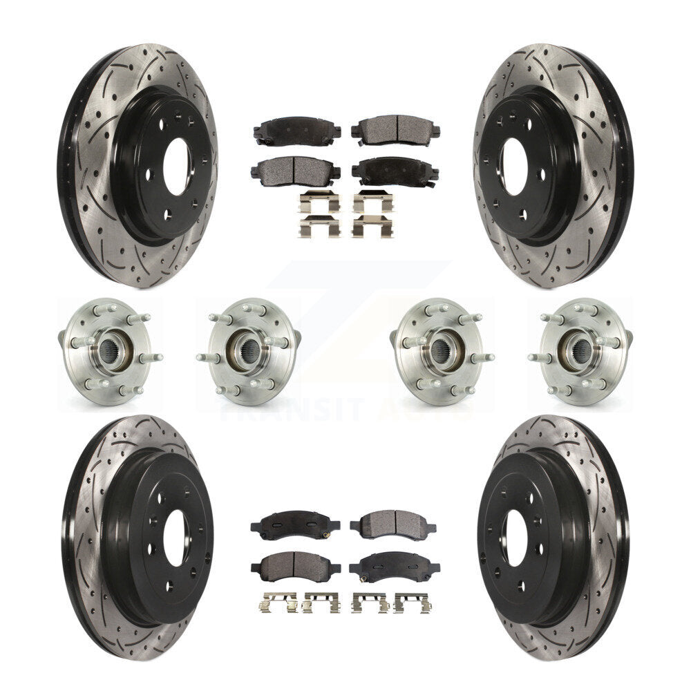 Kit de rotors et plaquettes de frein revêtus de roulement de moyeu avant et arrière (10 pièces) pour GMC Acadia Buic