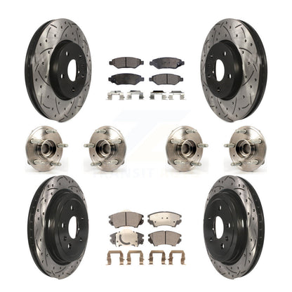Kit de rotors et plaquettes de frein revêtus de roulement de moyeu avant et arrière (10 pièces) pour Chevrolet Camar