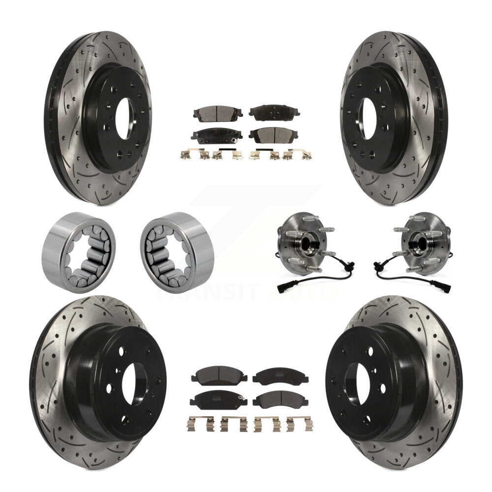 Kit de chaussures de plaquettes de Rotor de frein, roulement de moyeu avant et arrière (10 pièces) pour GMC Sierra 150
