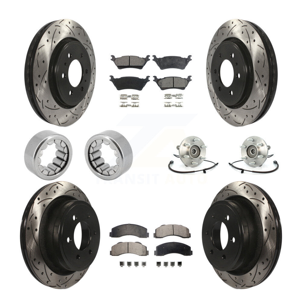Kit de patins de rotor de frein enduits de roulement de moyeu avant et arrière (10 pièces) pour Ford F-150 4W