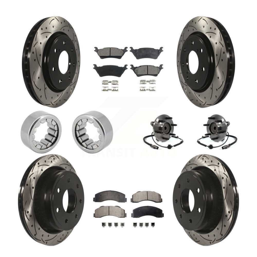 Kit de patins de rotor de frein enduits de roulement de moyeu avant et arrière (10 pièces) pour Ford F-150 RW