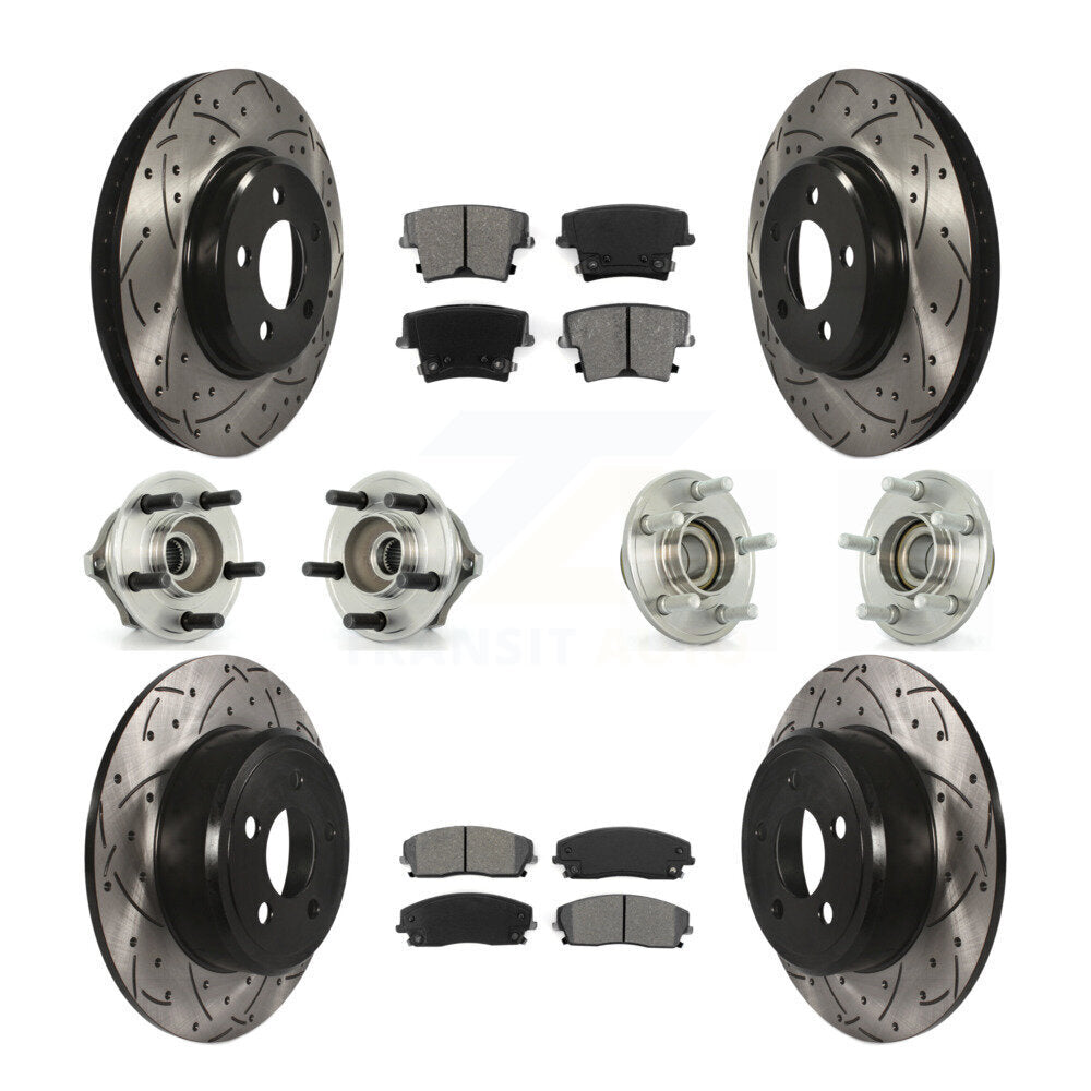 Kit de plaquettes de rotor de frein enduites de roulement de moyeu avant et arrière (10 pièces) pour Chrysler 300 Dodge