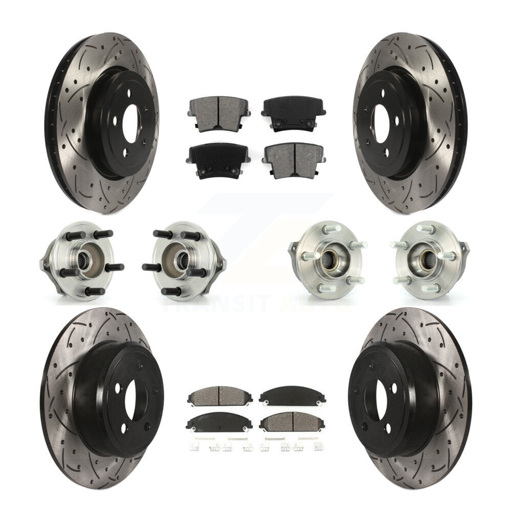 Kit de rotor et de plaquettes de frein à disque revêtus de roulement de moyeu avant et arrière (10 pièces) pour Chrysler 30