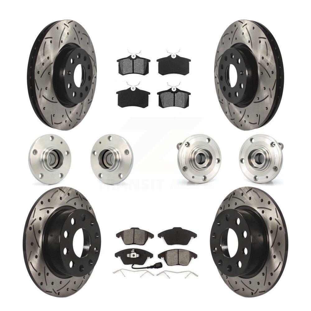 Kit de rotors et plaquettes de frein revêtus de roulement de moyeu avant et arrière (10 pièces) pour Volkswagen Jett