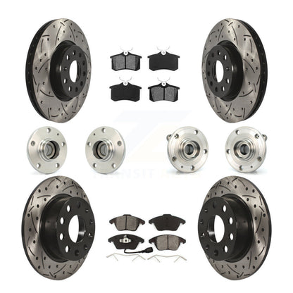Kit de rotors et plaquettes de frein revêtus de roulement de moyeu avant et arrière (10 pièces) pour Volkswagen Jett