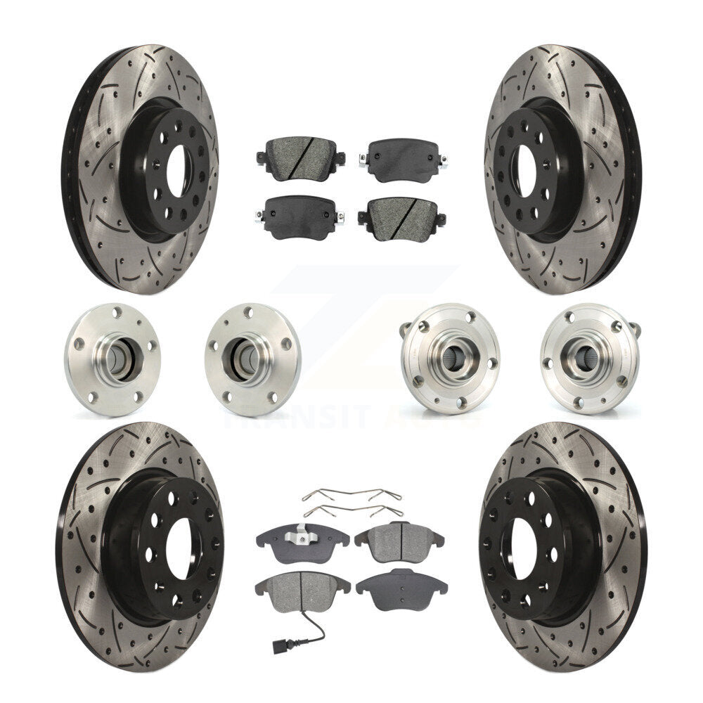 Kit de rotor et de plaquettes de frein revêtus de roulement de moyeu avant et arrière (10 pièces) pour Volkswagen Passa