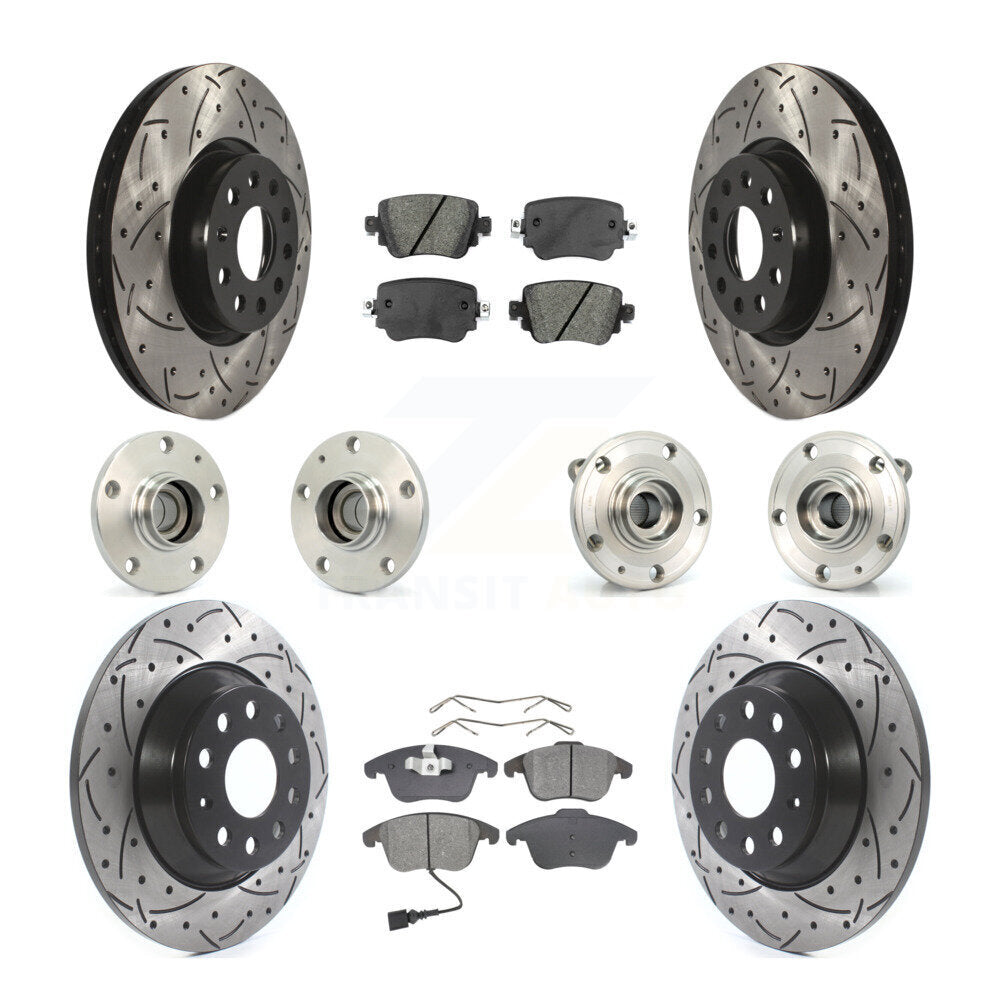 Kit de rotors et plaquettes de frein revêtus de roulement de moyeu avant et arrière (10 pièces) pour Audi Q 2016 – 2018