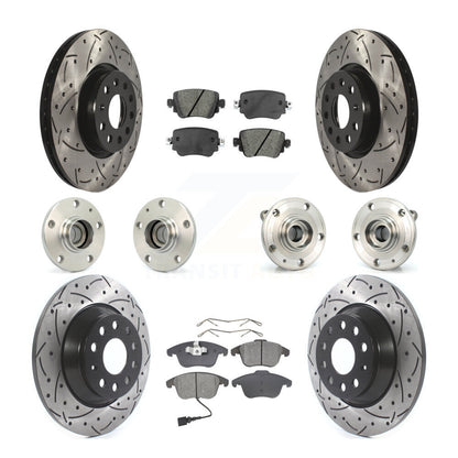Kit de rotors et plaquettes de frein revêtus de roulement de moyeu avant et arrière (10 pièces) pour Audi Q 2016 – 2018