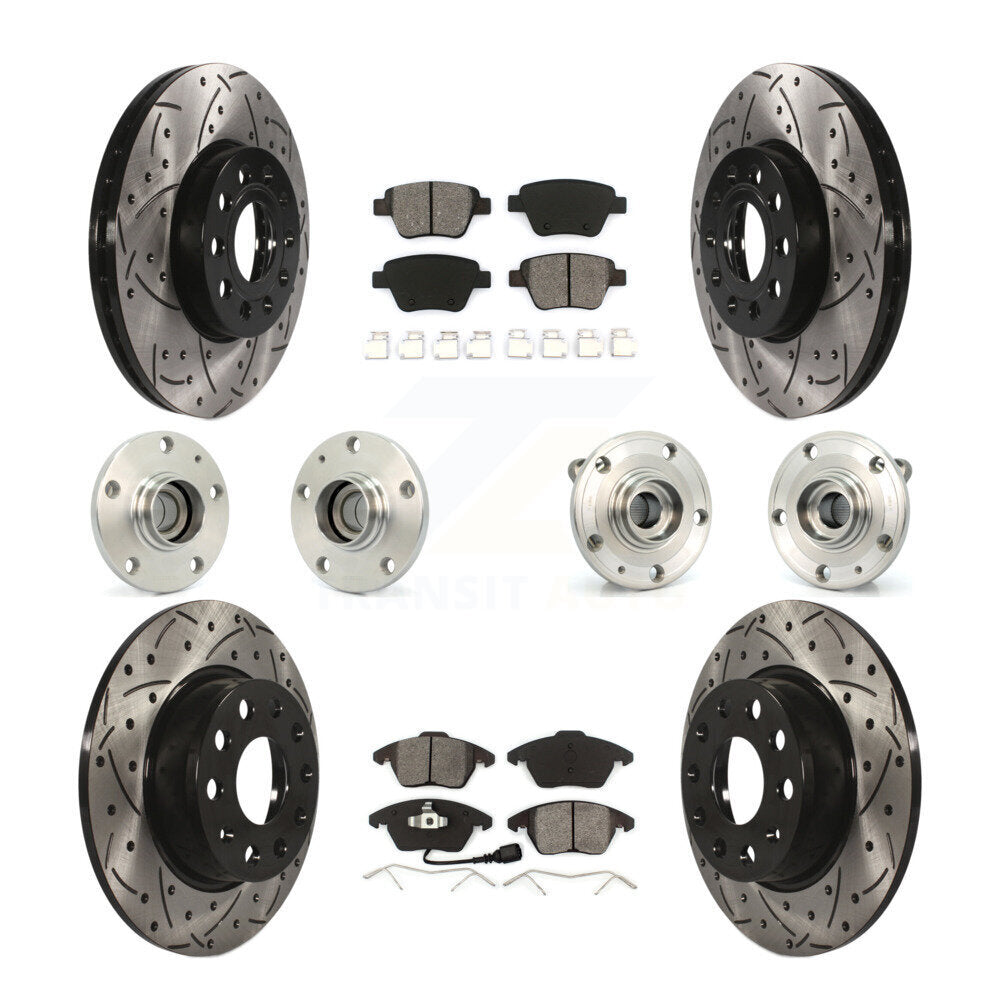 Kit de rotor et de plaquettes de frein revêtus de roulement de moyeu avant et arrière (10 pièces) pour Volkswagen Beetl