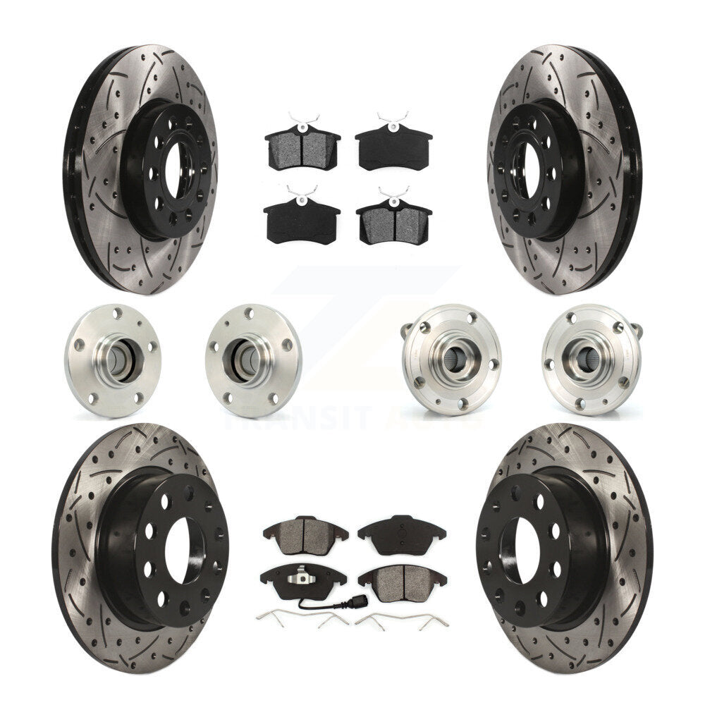 Kit de rotors et plaquettes de frein revêtus de roulement de moyeu avant et arrière (10 pièces) pour Volkswagen Jett