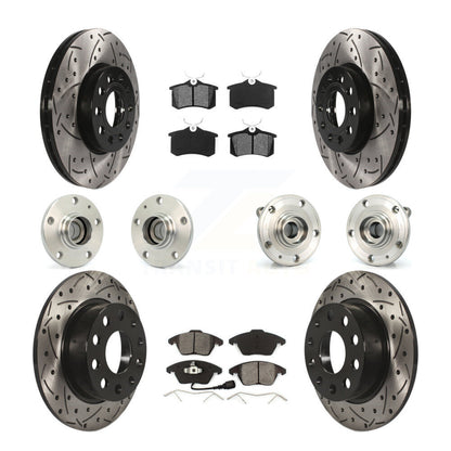 Kit de rotors et plaquettes de frein revêtus de roulement de moyeu avant et arrière (10 pièces) pour Volkswagen Jett