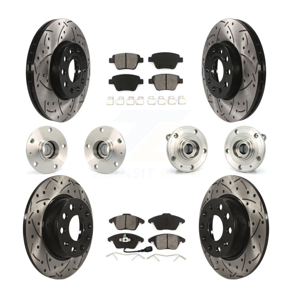 Kit de rotor et de plaquettes de frein revêtus de roulement de moyeu avant et arrière (10 pièces) pour Volkswagen Beetl