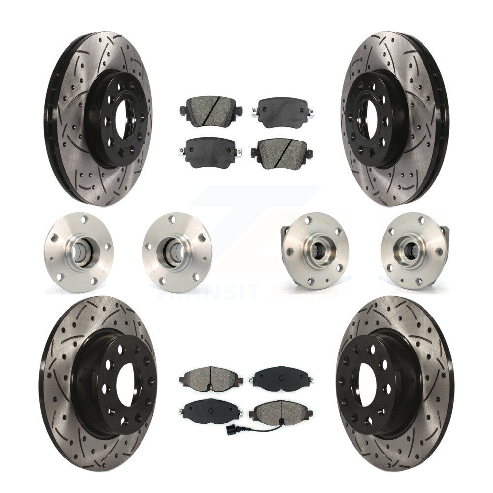 Kit de rotor et de plaquettes de frein revêtus de roulement de moyeu avant et arrière (10 pièces) pour Volkswagen Gol