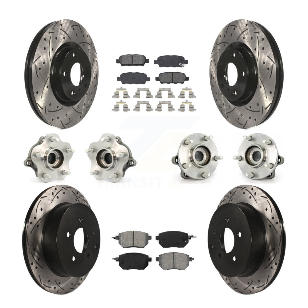 Kit de rotor et de plaquettes de frein revêtus de roulement de moyeu avant et arrière (10 pièces) pour Nissan Murano AW