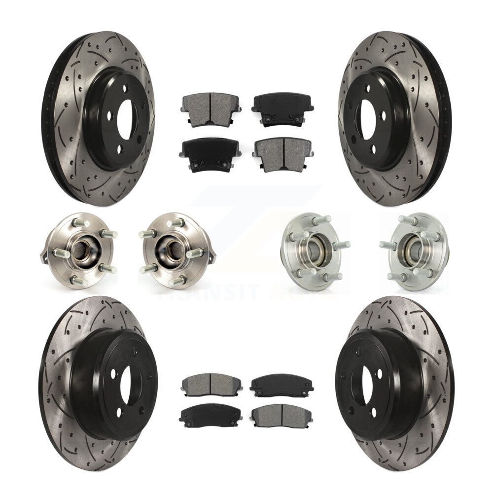 Kit de plaquettes de rotor de frein enduites de roulement de moyeu avant et arrière (10 pièces) pour Dodge Chrysler 30