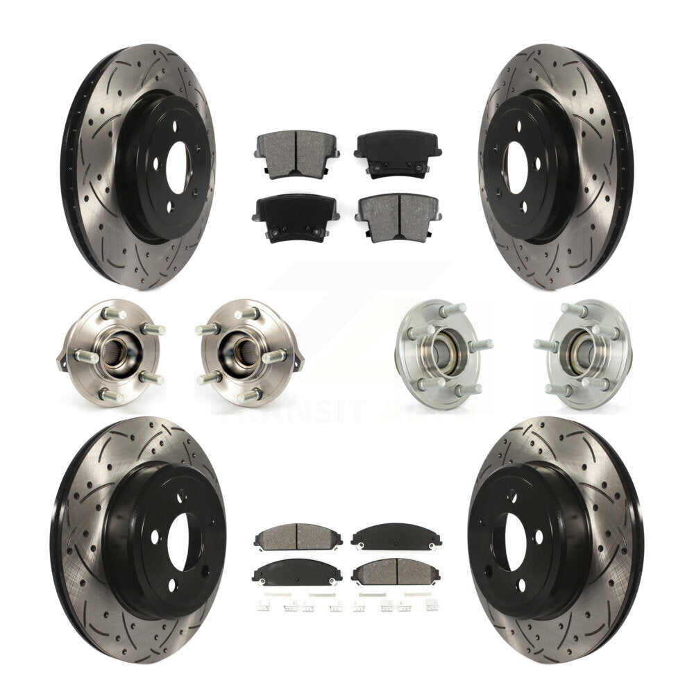 Kit de plaquettes de rotor de frein enduites de roulement de moyeu avant et arrière (10 pièces) pour Chrysler 300 Dodge