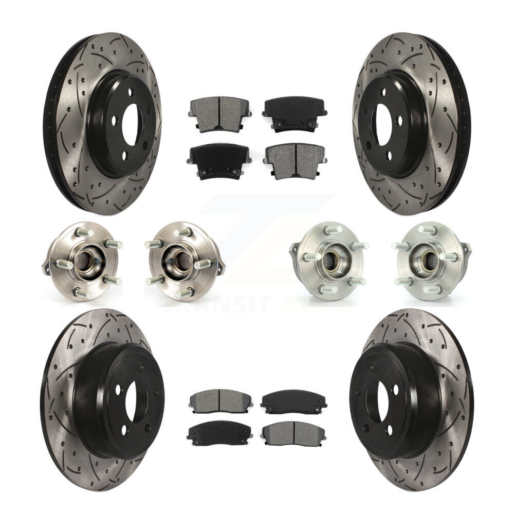 Kit de rotor et de plaquettes de frein revêtus de roulement de moyeu avant et arrière (10 pièces) pour Dodge Charger 30