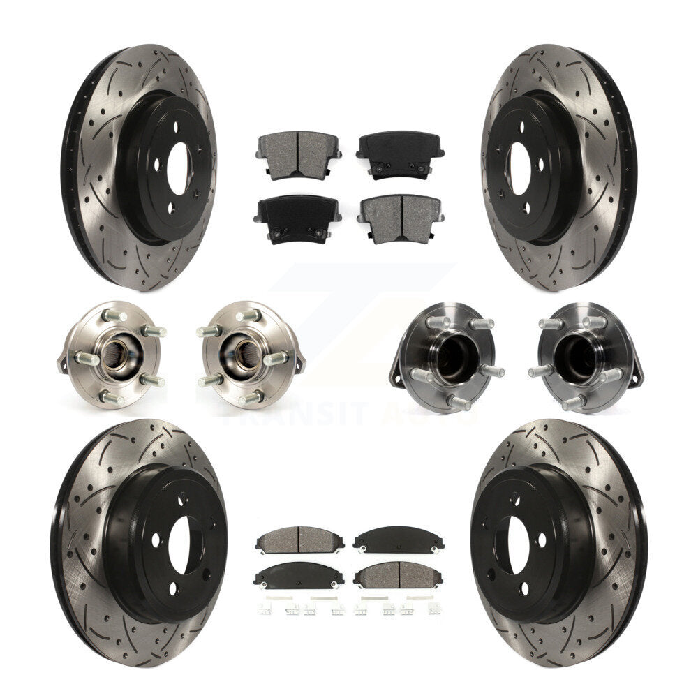 Kit de plaquettes de rotor de frein enduites de roulement de moyeu avant et arrière (10 pièces) pour Chrysler 300 Dodge