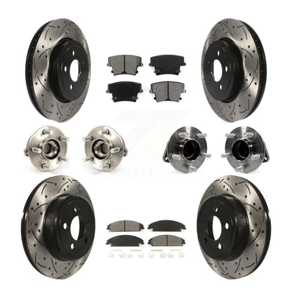 Kit de plaquettes de rotor de frein enduites de roulement de moyeu avant et arrière (10 pièces) pour Chrysler 300 Dodge