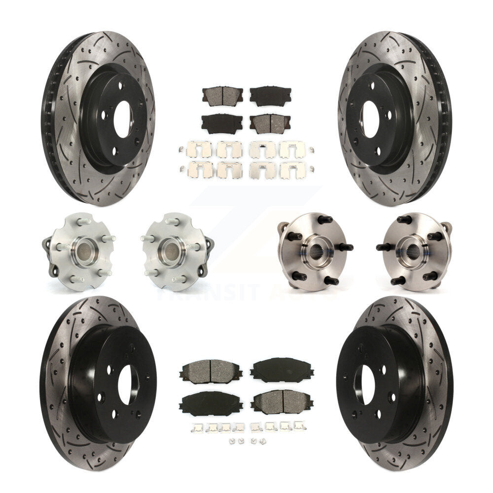 Kit de rotors et plaquettes de frein à disque revêtus de roulement de moyeu avant et arrière (10 pièces) pour Toyota RAV