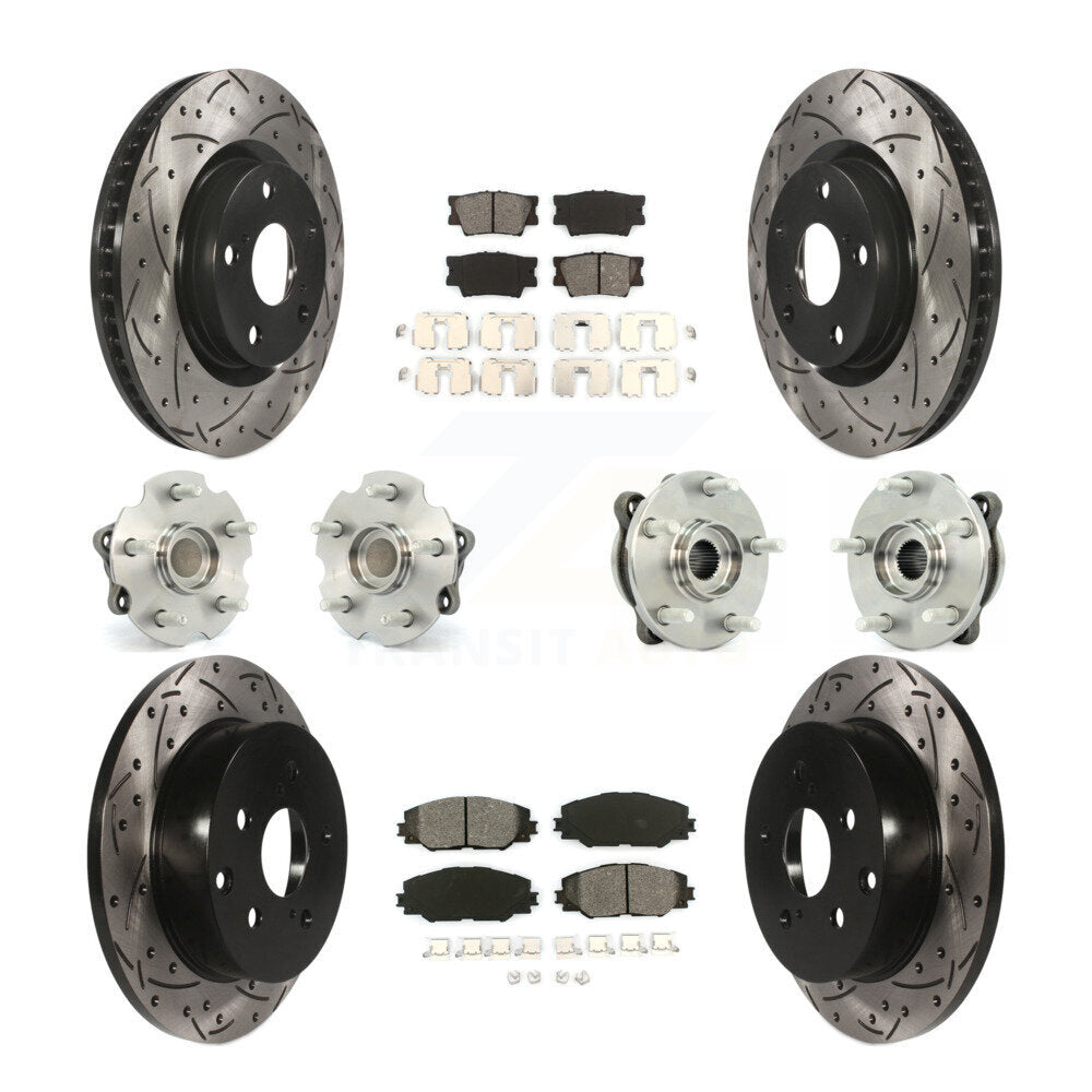 Kit de rotors et plaquettes de frein à disque revêtus de roulement de moyeu avant et arrière (10 pièces) pour Toyota RAV