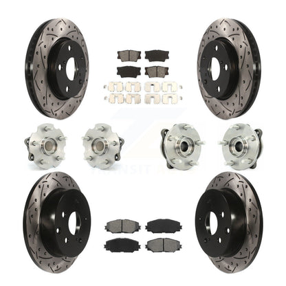 Kit de rotors et plaquettes de frein à disque revêtus de roulement de moyeu avant et arrière (10 pièces) pour Toyota RAV