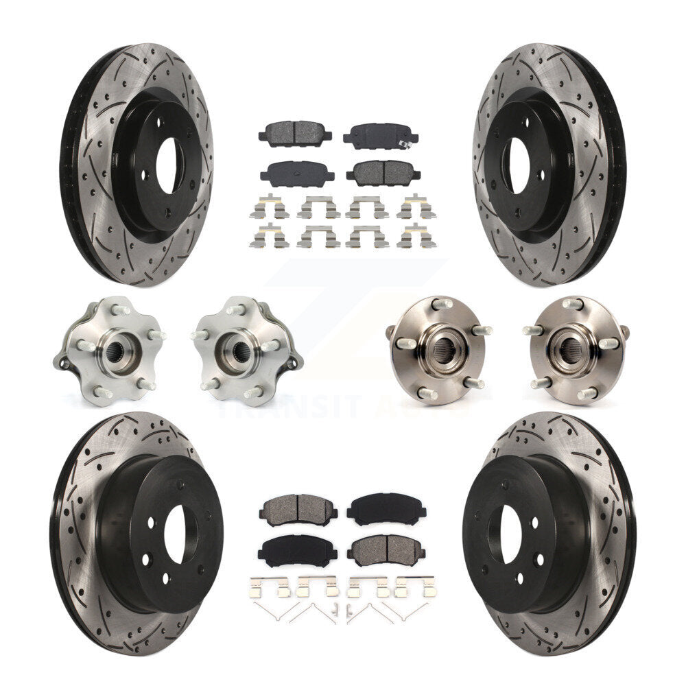 Kit de rotors et plaquettes de frein revêtus de roulement de moyeu avant et arrière (10 pièces) pour Nissan Rogue AW