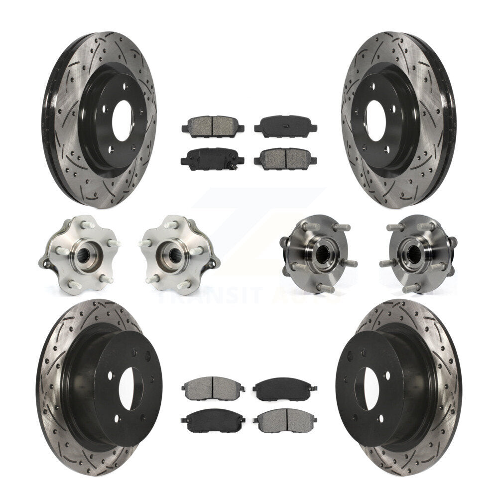 Kit de rotors et plaquettes de frein à disque revêtus de roulement de moyeu avant et arrière (10 pièces) pour Nissan Juk