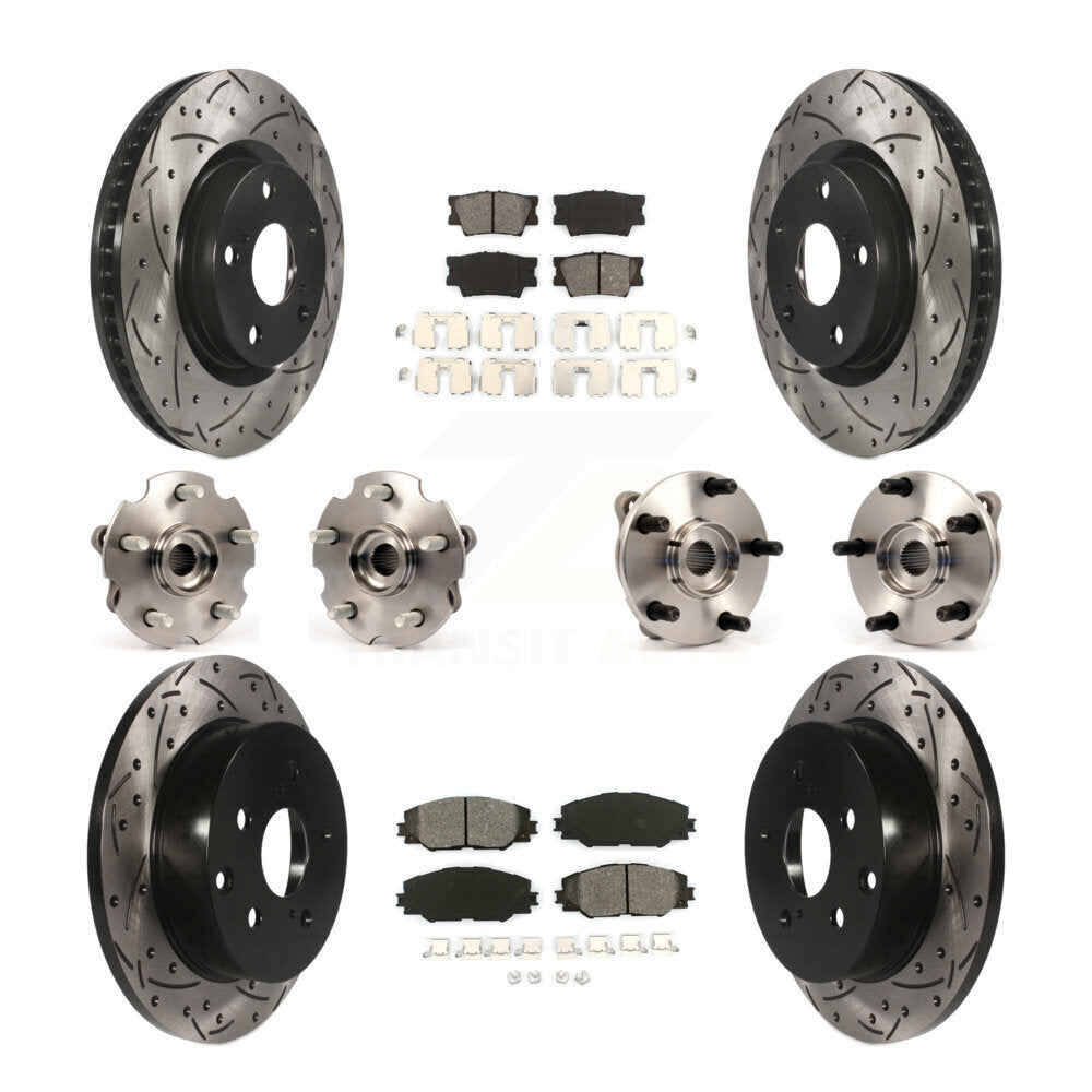 Kit de rotors et plaquettes de frein à disque revêtus de roulement de moyeu avant et arrière (10 pièces) pour Toyota RAV