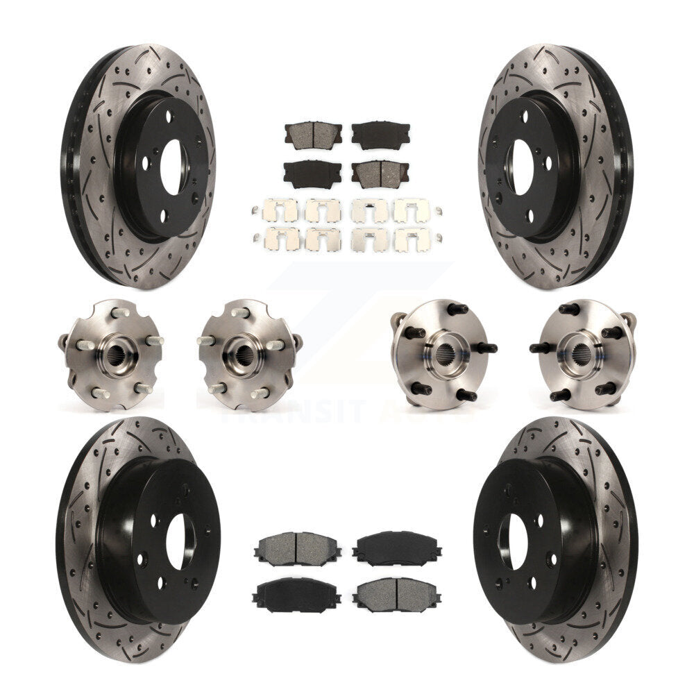 Kit de rotors et plaquettes de frein à disque revêtus de roulement de moyeu avant et arrière (10 pièces) pour Toyota RAV