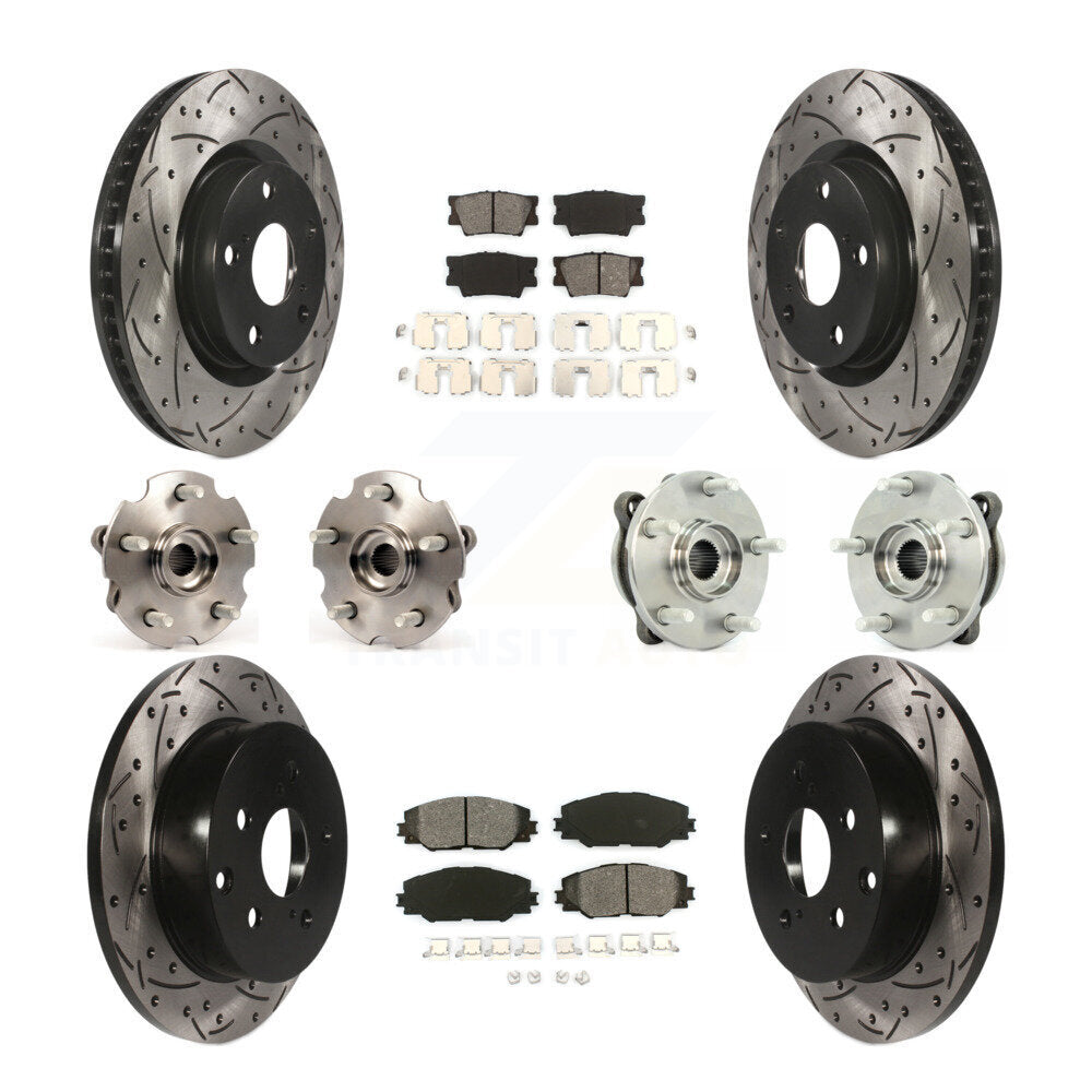 Kit de rotors et plaquettes de frein à disque revêtus de roulement de moyeu avant et arrière (10 pièces) pour Toyota RAV