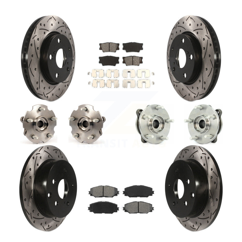 Kit de rotors et plaquettes de frein à disque revêtus de roulement de moyeu avant et arrière (10 pièces) pour Toyota RAV