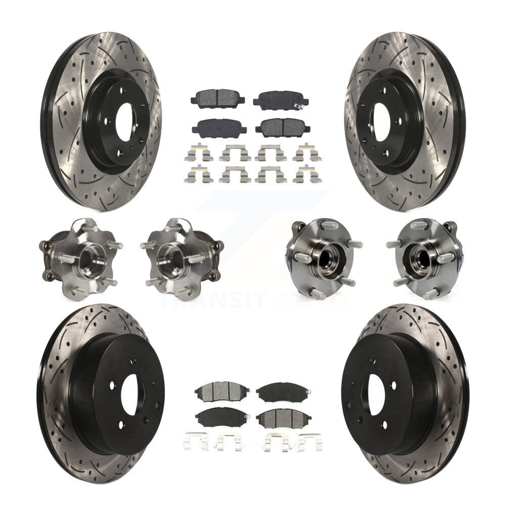 Kit de rotor et de plaquettes de frein revêtus de roulement de moyeu avant et arrière (10 pièces) pour INFINITI QX70 RW