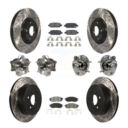 Kit de rotor et de plaquettes de frein revêtus de roulement de moyeu avant et arrière (10 pièces) pour INFINITI QX70 RW