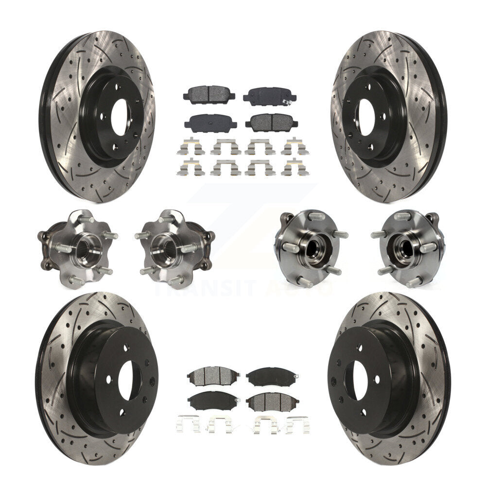 Kit de plaquettes de rotor de frein enduites de roulement de moyeu avant et arrière (10 pièces) pour INFINITI EX35 QX5