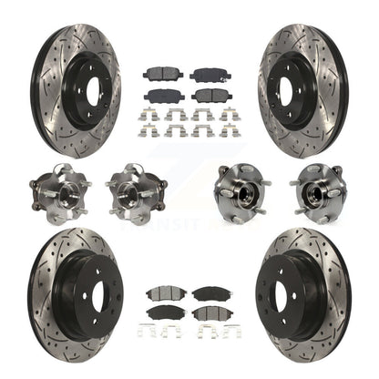 Kit de plaquettes de rotor de frein enduites de roulement de moyeu avant et arrière (10 pièces) pour INFINITI EX35 QX5