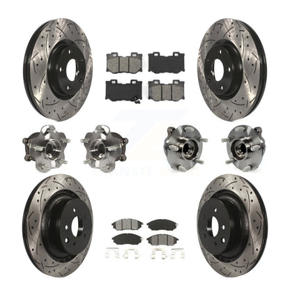 Kit de rotors et plaquettes de frein à disque revêtus de roulement de moyeu avant et arrière (10 pièces) pour Nissan 370