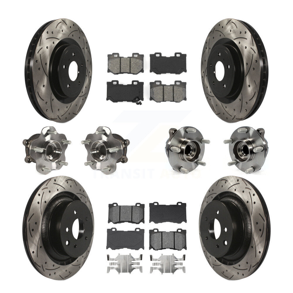 Kit de rotors et plaquettes de frein revêtus de roulement de moyeu avant et arrière (10 pièces) pour INFINITI G37 RW