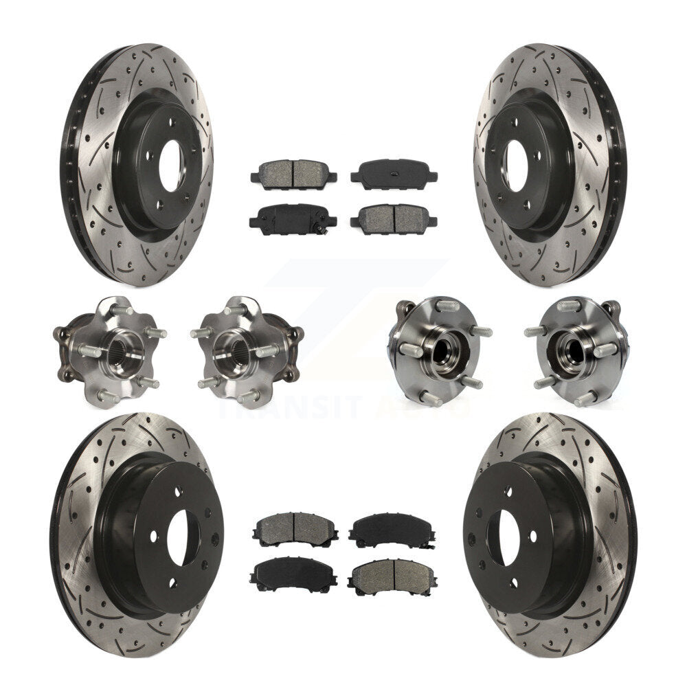 Kit de rotor et de plaquettes de frein revêtus de roulement de moyeu avant et arrière (10 pièces) pour INFINITI QX50 RW