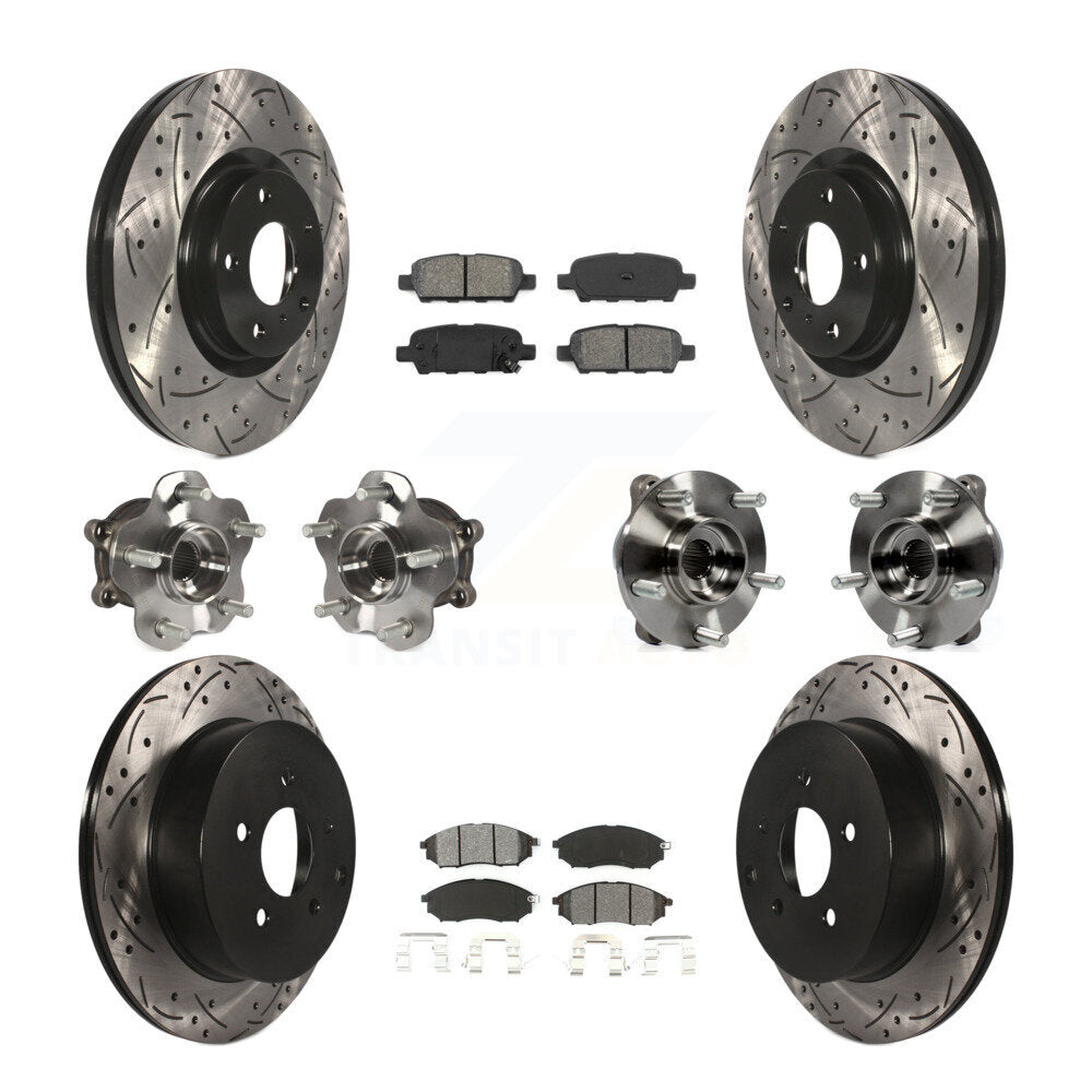 Kit de rotor et de plaquettes de frein revêtus de roulement de moyeu avant et arrière (10 pièces) pour INFINITI QX70 AW