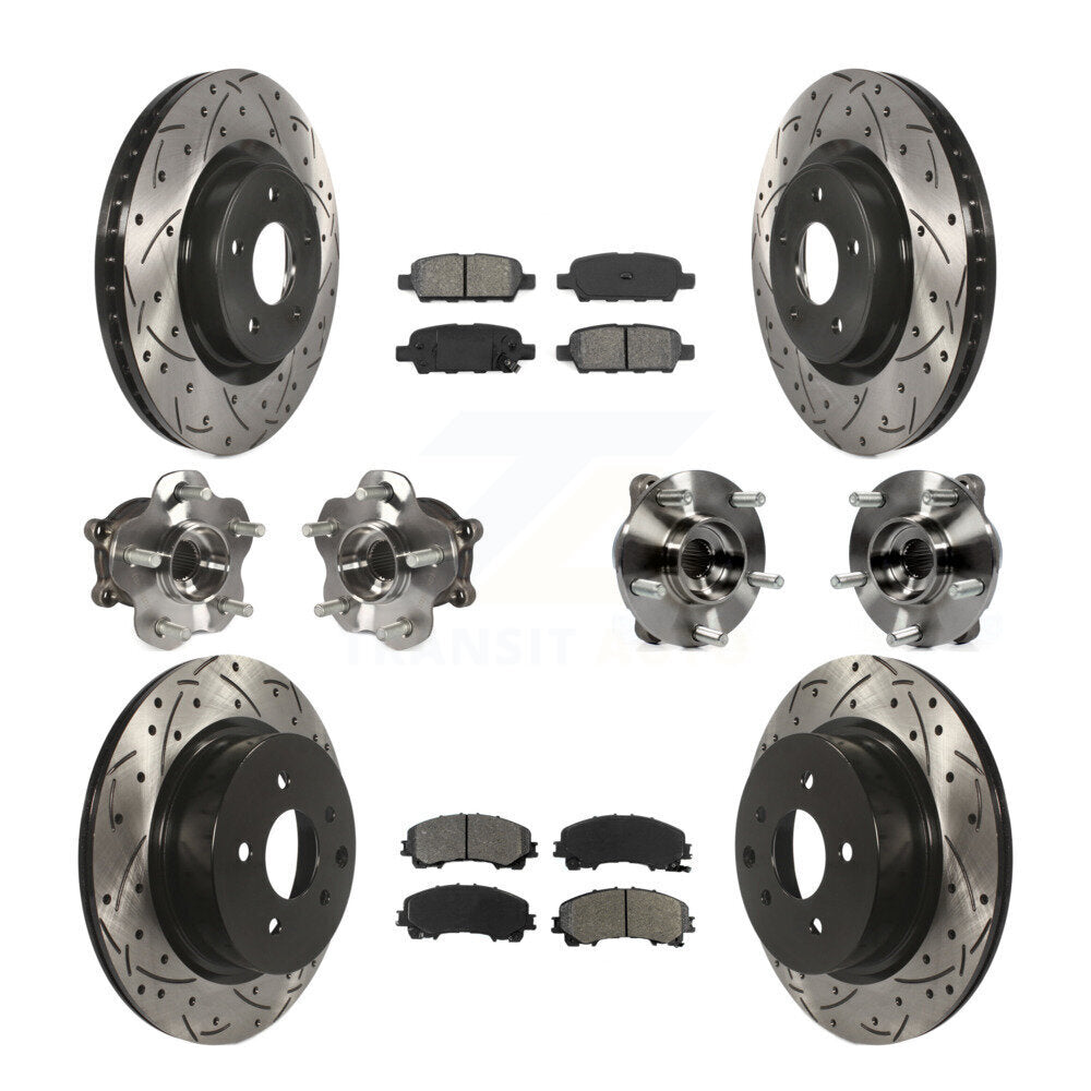 Kit de rotor et de plaquettes de frein revêtus de roulement de moyeu avant et arrière (10 pièces) pour INFINITI QX50 AW