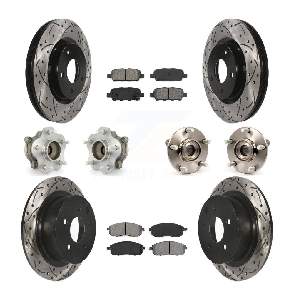 Kit de plaquettes de rotor de frein à disque revêtues de roulement de moyeu avant et arrière (10 pièces) pour Nissan Sentr