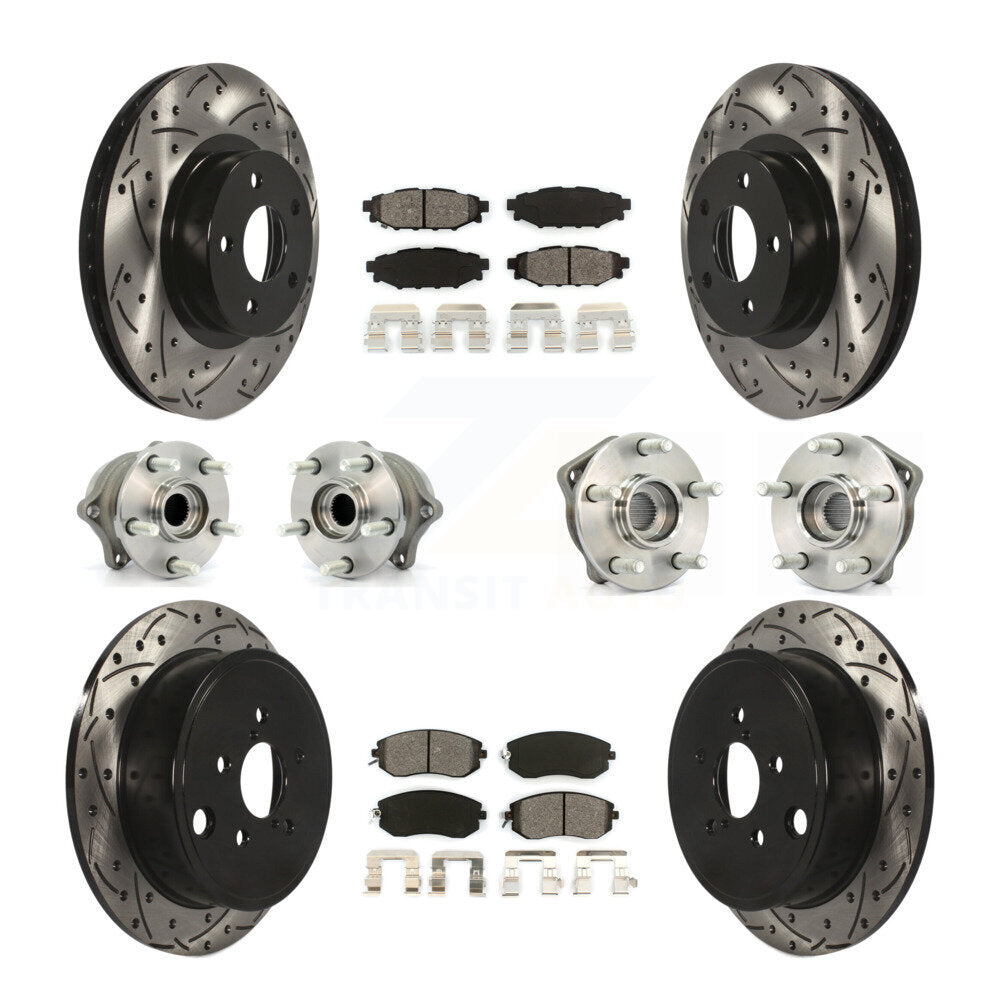 Kit de plaquettes de Rotor de frein à disque revêtu de roulement de moyeu avant et arrière (10 pièces) pour Subaru Imprez