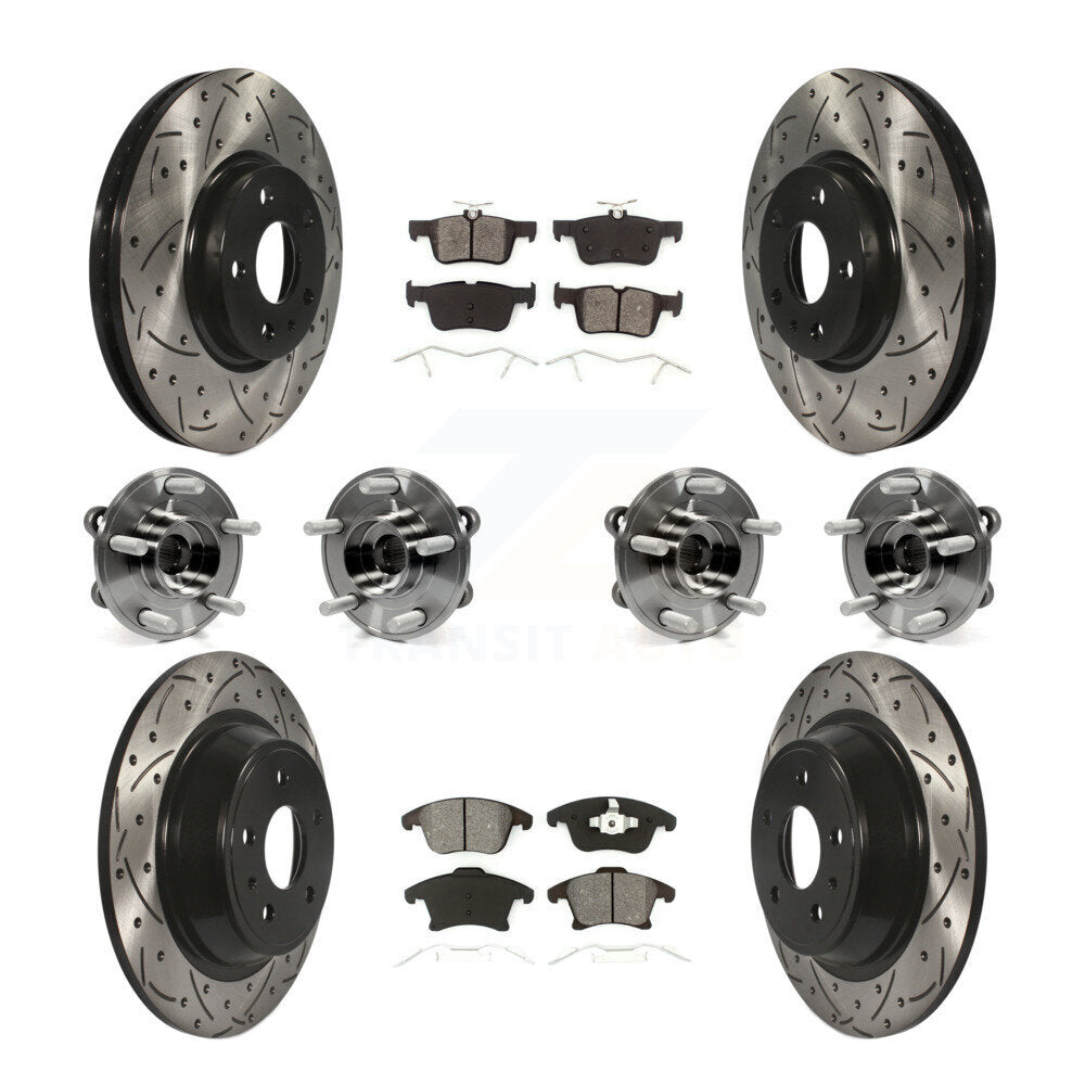 Kit de rotors et plaquettes de frein à disque revêtus de roulement de moyeu avant et arrière (10 pièces) pour Ford Fusio