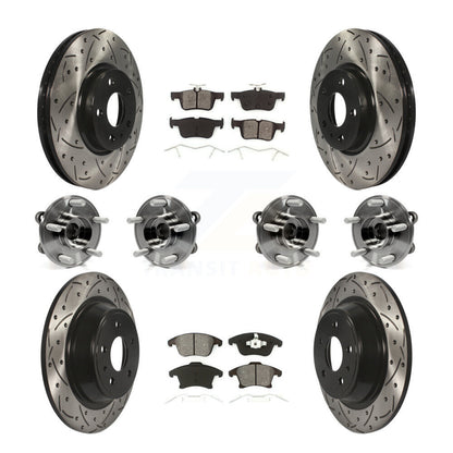Kit de rotors et plaquettes de frein à disque revêtus de roulement de moyeu avant et arrière (10 pièces) pour Ford Fusio
