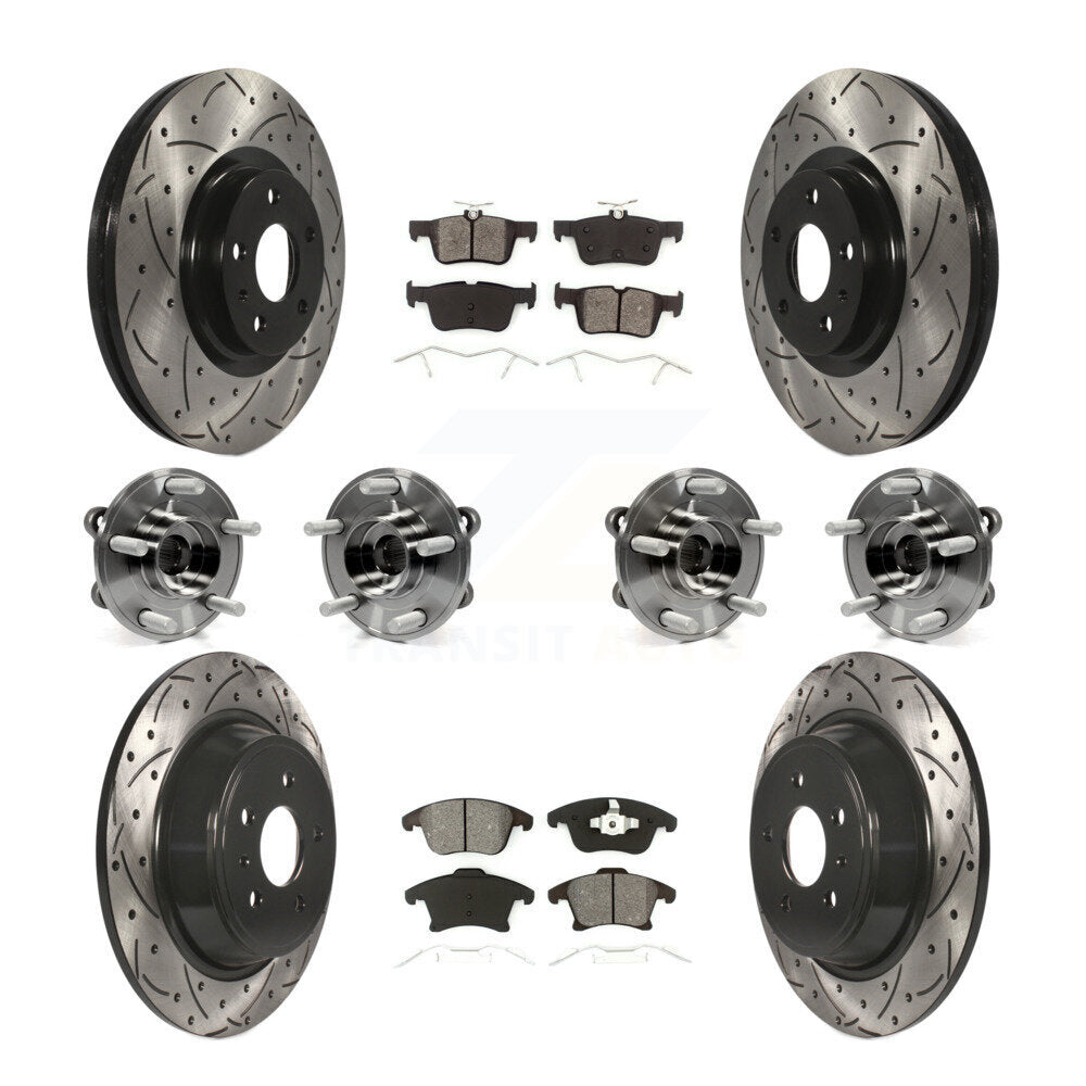 Kit de rotors et plaquettes de frein à disque revêtus de roulement de moyeu avant et arrière (10 pièces) pour Lincoln MK