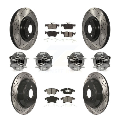 Kit de rotors et plaquettes de frein à disque revêtus de roulement de moyeu avant et arrière (10 pièces) pour Lincoln MK